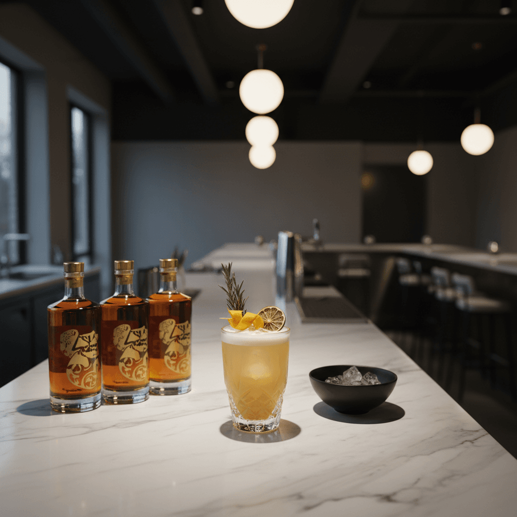 Beautifully crafted cocktail with fresh garnish served on a dark bar counter with warm lighting